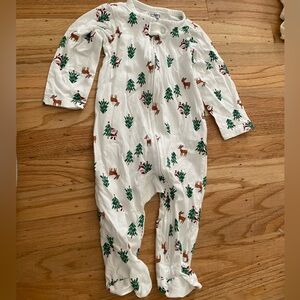 Carter's White and Green Holiday Footie